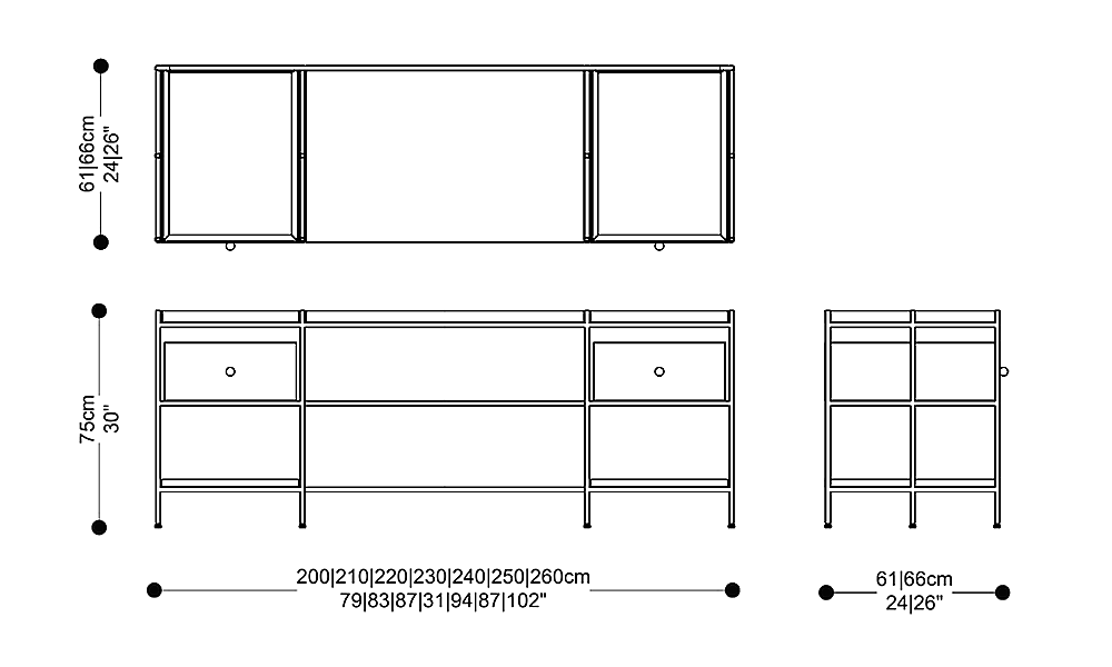 Image of the main dimensions of the product